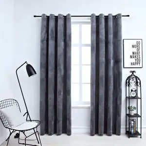 vidaXL Curtains 2 Pcs Blackout Curtains Window Blinds Rings Anthracite Velvet