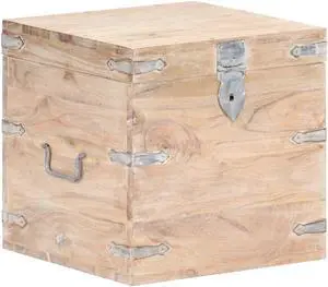 vidaXL Solid Acacia Wood Chest 15.7" Storage Box Bench Wooden Hall Cabinet