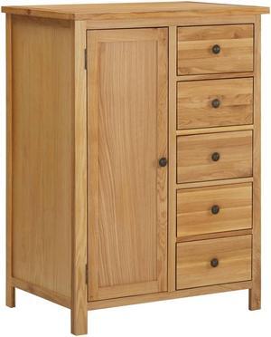 vidaXL Solid Oak Wood Wardrobe Wooden Bedroom Clothes Storage Cabinet Drawer