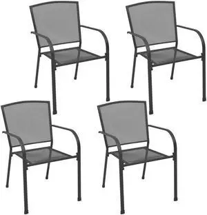 vidaXL Patio Chairs 4 Pcs Stacking Dining Chair Mesh Design Anthracite Steel