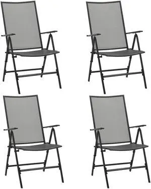vidaXL Folding Patio Chairs 4 Pcs Mesh Chair for Deck Garden Steel Anthracite