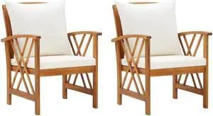 vidaXL Patio Chairs 2 pcs Patio Dining Chair with Cushions Solid Wood Acacia
