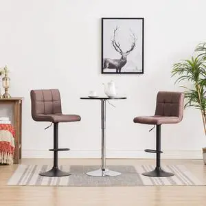vidaXL Swivel Bar Stool Counter Height Stool Island Stool 2 Pcs Taupe Fabric