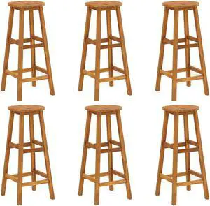 vidaXL Bar Stools Counter Height Stool Island Stool 6 Pcs Solid Acacia Wood