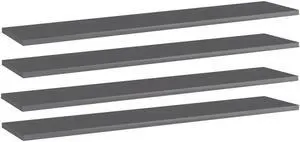 vidaXL Bookshelf Boards Wall Shelving Unit 4 Pcs High Gloss Gray Engineered Wood