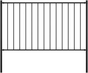 vidaXL Fence Panel with Posts Powder-coated Steel 3.3' Black Screen Fencing