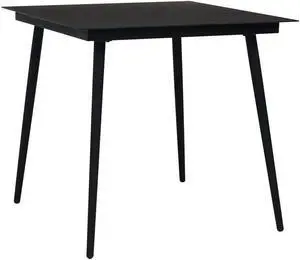 vidaXL Patio Outdoor Dining Table with Glass Top Garden Furniture Steel Black vidaXL Patio Outdoor Dining Table with Glass Top Garden Furniture Steel Black
