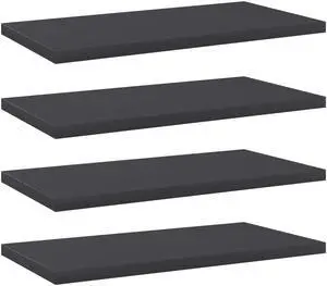 vidaXL Floating Shelf Wall Mounted Bookshelf Board 4 Pcs Gray Engineered Wood