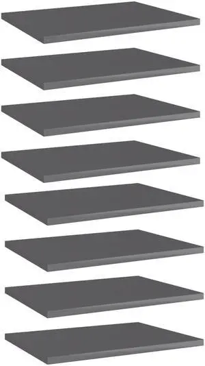 vidaXL Bookshelf Boards Floating Shelf 8 Pcs High Gloss Gray Engineered Wood