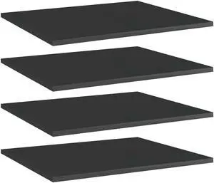 vidaXL Bookshelf Boards Floating Shelf 4 Pcs High Gloss Black Engineered Wood