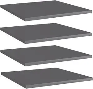 vidaXL Bookshelf Boards Floating Shelf 4 Pcs High Gloss Gray Engineered Wood