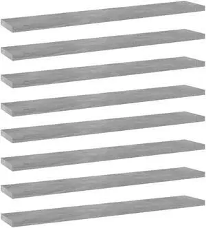 vidaXL Bookshelf Boards Floating Shelf 8 Pcs Concrete Gray Engineered Wood