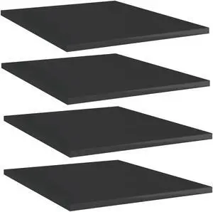 vidaXL Bookshelf Boards Floating Shelf 4 Pcs High Gloss Black Engineered Wood