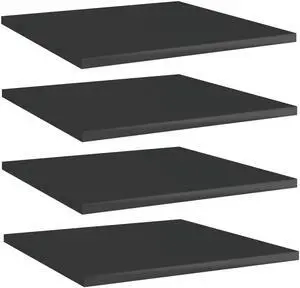 vidaXL Bookshelf Boards Floating Shelf 4 Pcs High Gloss Black Engineered Wood