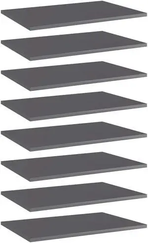 vidaXL Bookshelf Boards Floating Shelf 8 Pcs High Gloss Gray Engineered Wood