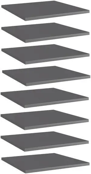 vidaXL Bookshelf Boards Floating Shelf 8 Pcs High Gloss Gray Engineered Wood