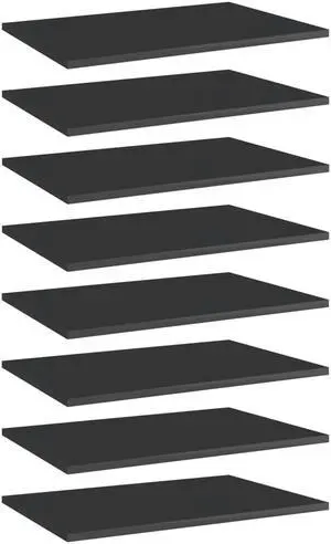 vidaXL Bookshelf Boards Floating Shelf 8 Pcs High Gloss Black Engineered Wood