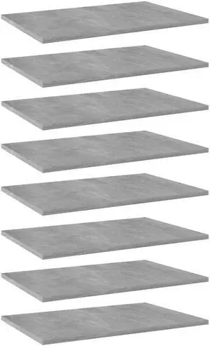 vidaXL Bookshelf Boards Floating Shelf 8 Pcs Concrete Gray Engineered Wood vidaXL Bookshelf Boards Floating Shelf 8 Pcs Concrete Gray Engineered Wood