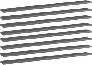 vidaXL Bookshelf Boards Wall Shelving Unit 8 Pcs High Gloss Gray Engineered Wood