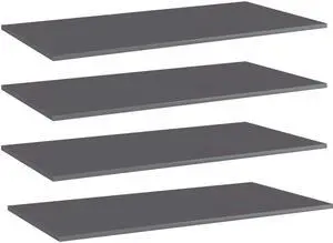 vidaXL Bookshelf Boards Floating Shelf 4 Pcs High Gloss Gray Engineered Wood