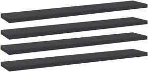 vidaXL Floating Shelf Wall Mounted Bookshelf Board 4 Pcs Gray Engineered Wood