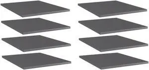 vidaXL Bookshelf Boards Floating Shelf 8 Pcs High Gloss Gray Engineered Wood