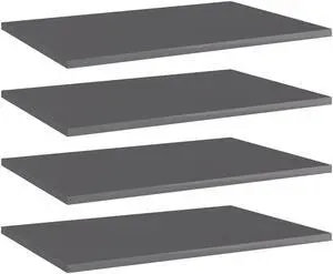 vidaXL Bookshelf Boards Floating Shelf 4 Pcs High Gloss Gray Engineered Wood