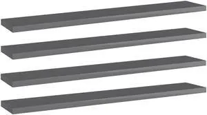 vidaXL Bookshelf Boards Floating Shelf 4 Pcs High Gloss Gray Engineered Wood