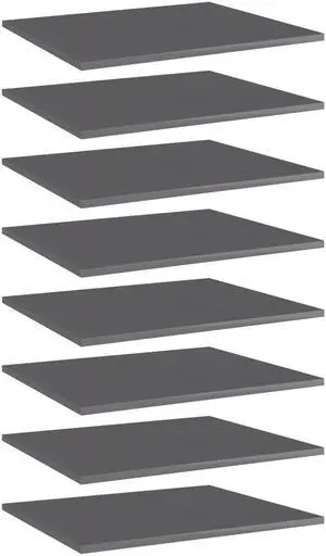 vidaXL Bookshelf Boards Floating Shelf 8 Pcs High Gloss Gray Engineered Wood