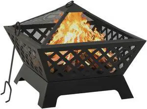 vidaXL Fire Pit Outdoor Fireplace for Camping Firebowl with Poker XXL Steel vidaXL Fire Pit Outdoor Fireplace for Camping Firebowl with Poker XXL Steel