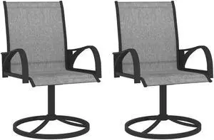 vidaXL 2x Patio Swivel Chair Textilene and Steel Gray Seat Lounge Seat Yard