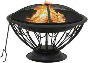 vidaXL Fire Pit Outdoor Fireplace for Camping Firebowl with Poker XXL Steel vidaXL Fire Pit Outdoor Fireplace for Camping Firebowl with Poker XXL Steel
