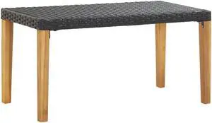 vidaXL Outdoor Patio Bench Park Bench Black Poly Rattan and Solid Wood Acacia