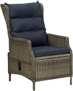 vidaXL Outdoor Recliner Chair Lounge Chair with Cushions Poly Rattan Brown