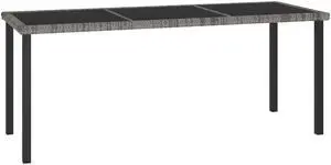 vidaXL Patio Dining Table Garden Patio Table with Glass Top PE Rattan Black