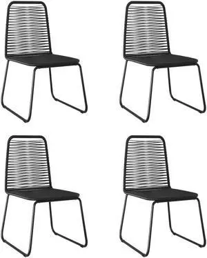 vidaXL Patio Chairs 6 Pcs Patio Dining Chair with Backrest Poly Rattan Black