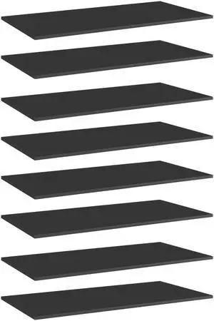 vidaXL Bookshelf Boards Floating Shelf 8 Pcs High Gloss Black Engineered Wood