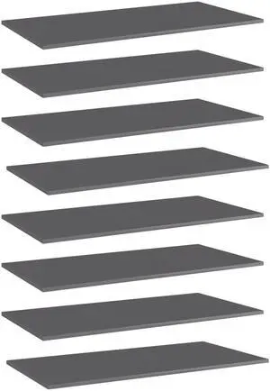 vidaXL Bookshelf Boards Floating Shelf 8 Pcs High Gloss Gray Engineered Wood