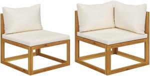 vidaXL Sofa Set 2 Piece Outdoor Sectional Sofa with Cushions Solid Acacia Wood