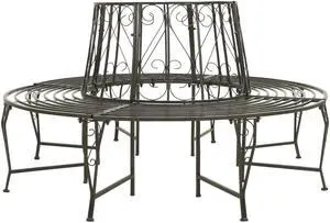 vidaXL Patio Tree Bench 63" Steel Outdoor Garden Terrace Backyard Lounge Seat vidaXL Patio Tree Bench 63" Steel Outdoor Garden Terrace Backyard Lounge Seat