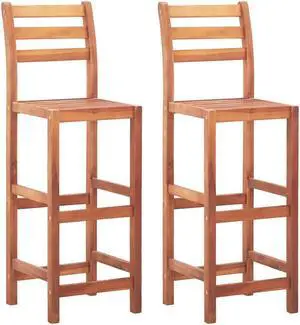 vidaXL Bar Stools Bar Seats Counter Height Island Stools 2 Pcs Solid Acacia Wood