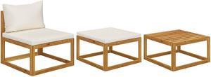 vidaXL Patio Lounge Set 3 Piece Sectional Sofa with Cushions Solid Acacia Wood
