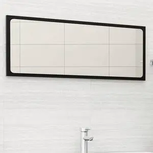 vidaXL Mirror Vanity Mirror Wall Mounted Bath Mirror Black Engineered Wood vidaXL Mirror Vanity Mirror Wall Mounted Bath Mirror Black Engineered Wood