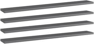 vidaXL Bookshelf Boards 4 pcs High Gloss Gray 31.5"x3.9"x0.6" Engineered Wood