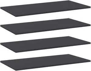 vidaXL Floating Shelf Wall Mounted Bookshelf Board 4 Pcs Gray Engineered Wood