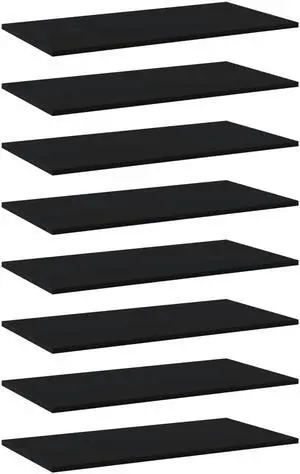 vidaXL Floating Shelf Wall Mounted Bookshelf Board 8 Pcs Black Engineered Wood