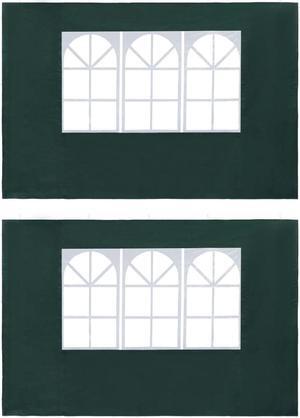 vidaXL Party Tent Sidewall 2 Pcs Patio Canopy Sidewall with Windows PE Green