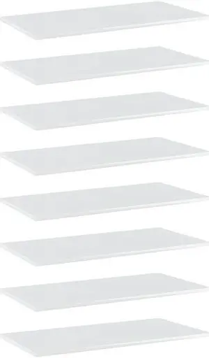 vidaXL Bookshelf Boards Floating Shelf 8 Pcs High Gloss White Engineered Wood