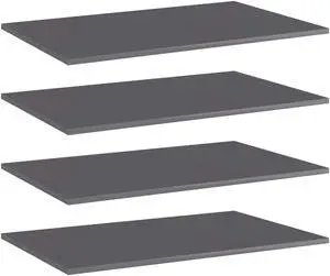 vidaXL Bookshelf Boards Wall Shelving 4 Pcs High Gloss Gray Engineered Wood