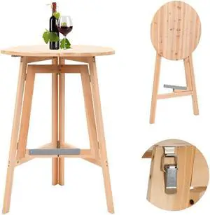 vidaXL Solid Fir Wood Foldable Bar Table Bistro Stand Pub Breakfast Table vidaXL Solid Fir Wood Foldable Bar Table Bistro Stand Pub Breakfast Table